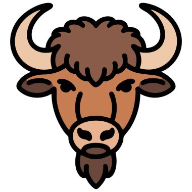 Öküz bizonu bufalo sembolü hayvan kafası vektör tarım sembolü ağ işareti işareti