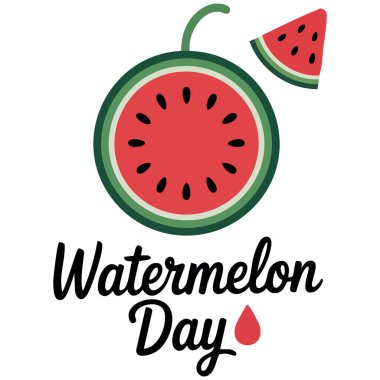 Ulusal Karpuz Günü Yaz tatili afişi el yazısı karalama tarzı poster