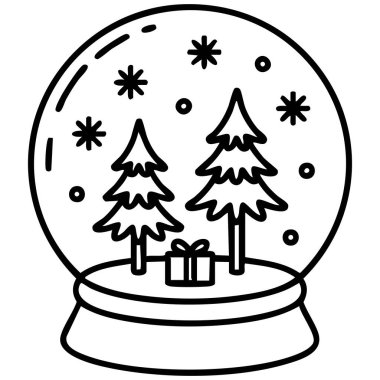 Beyaz arka planda izole edilmiş, içinde Noel ağacı olan cam kar küresi.