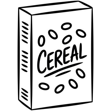 Mısır gevreği gevreği kutusu abur cubur vektör çizimi beyaz arka planda izole