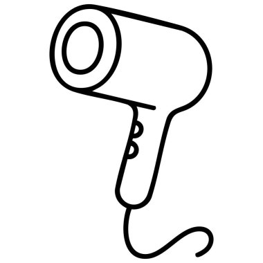 Saç kurutma aracı el çizimi karalama vektör çizimi beyaz arkaplanda izole