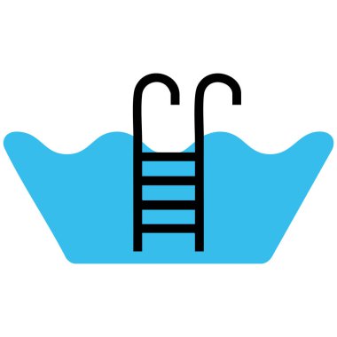 Otel yüzme havuzu vektör tasarımı çizimi beyaz arkaplanda izole edildi