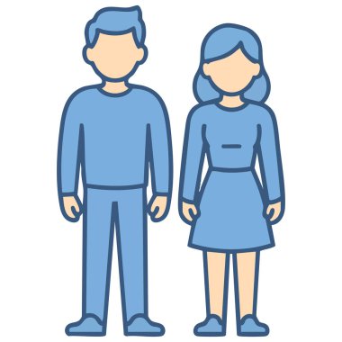 Erkek kadın silueti beyaz arkaplanda izole edilmiş ikon vektör çizimi