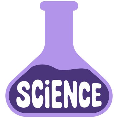 Okul bilimi kimyasal deney simgesi vektör çizimi beyaz arkaplanda izole edildi