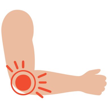 Dirsek eklem ağrısı vücut parçası simge vektör çizimi beyaz arkaplanda izole