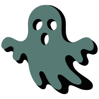 Hayalet Ürkütücü Cadılar Bayramı ikonu grafik vektör çizimi beyaz arkaplanda izole