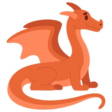 Beyaz arkaplanda izole edilmiş ejderha renkli mitolojik ikon vektör çizimi