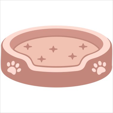 Köpek kedi eli için evcil yatak beyaz arkaplanda izole edilmiş karalama vektör çizimi