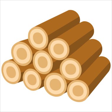 Odun kütükleri çizgi film koleksiyonu düz vektör çizimi beyaz arkaplanda izole edildi