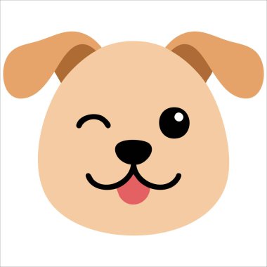 Emoji köpek yüz vektör çizimi beyaz arkaplanda izole