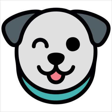 Köpek emojisi hayvan hayvan vektör çizimi beyaz arkaplanda izole