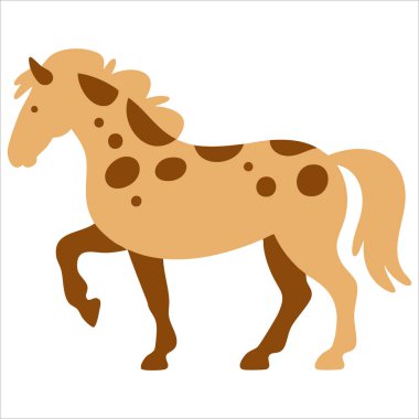 Dörtnala koşan vahşi at el çizimi vektör çizimi beyaz arka planda izole