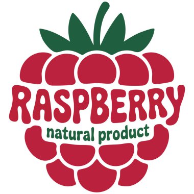 Beyaz arkaplanda metin izole vektör illüstrasyonlu ahududu çizimi