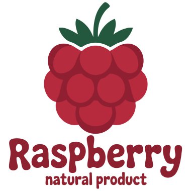 Metin etiketli karikatür ahududu beyaz arkaplanda izole vektör çizimi