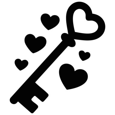 Beyaz arkaplanda izole edilmiş ticari işler için kalp şekli vektör simgesine sahip anahtar