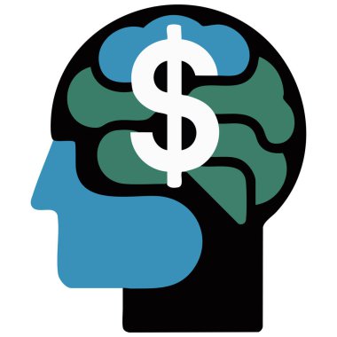 Ticari işler için uygun dolar beyin vektör simgesi beyaz üzerinde kolayca düzenlenebilir