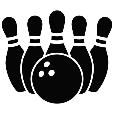 Beyaz arkaplanda izole edilmiş ticari işler için bovling sporu vektör simgesi düzenlenebilir