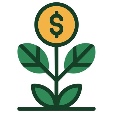 Ticari iş için uygun dolar bitki vektörü simgesi beyaz üzerinde kolayca düzenlenebilir