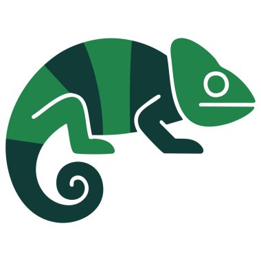 Beyaz arkaplan vektörü grafiğinde yeşil bukalemun soyut çizimi