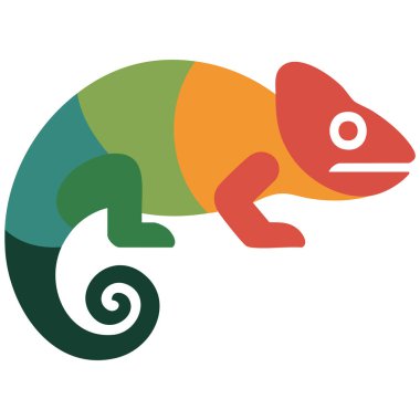 Beyaz arkaplan vektör illüstrasyonunda soyut bukalemun