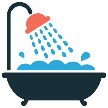 Banyo ve rahatlama konsepti için banyo ikonu vektör çizimi izole edildi