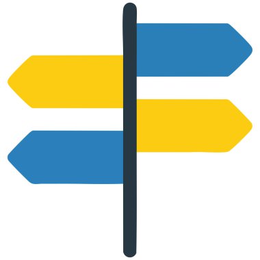 Navigasyon ve rehberlik için renkli yön vektör çizimi izole edildi