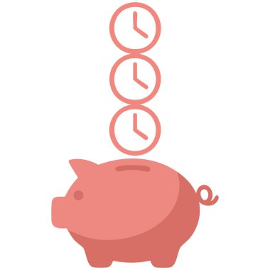 Zaman para konseptidir domuzcuk banka saati ikon vektör çizimi izole