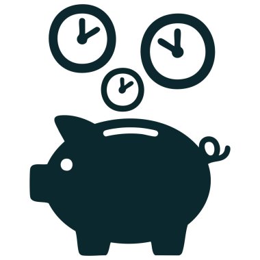 Domuzcuk bankası ve zaman para vektörü ikonu ile finansal tasarruf kavramı