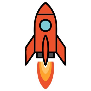 Uzay konsepti için düz biçimli roket arkaplan vektör çizimi