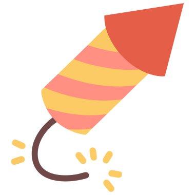 Renkli havai fişekler beyazı kutlamak için düz çizim.