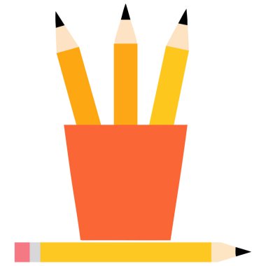 Beyaz üzerine izole edilmiş cam vektör illüstrasyonundaki çok renkli kalemler