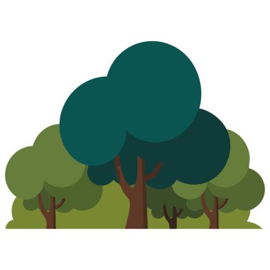 Doğa ağaçları elle çizilmiş bembeyaz bir arkaplanda izole edilmiş.