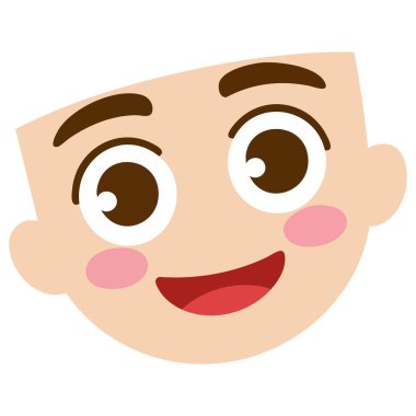 El çizimi düz kawaii şirin yüz vektörü çizimi grafiği