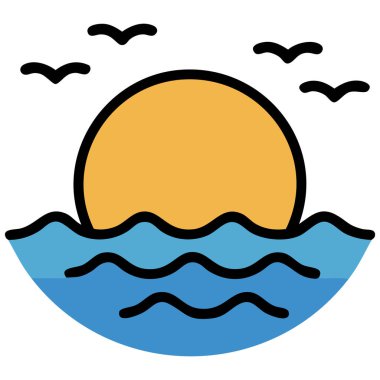 Deniz dalgası martılarıyla yaz deniz manzarası.