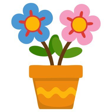 Minimalist çiçek saksısı vektör tasarım şablonu beyaz arkaplanda izole edilmiş bahçe veya ev dekorasyonu konsepti