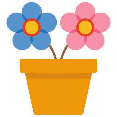 Beyaz arkaplanda izole edilmiş çeşitli dijital projeler için uygun basit saksı ikon vektör grafik şablonu