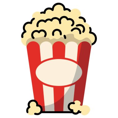 Beyaz arka planda izole edilmiş patlamış mısır ikonu vektör tasarım şablonu veya yiyecek ile ilgili temalar