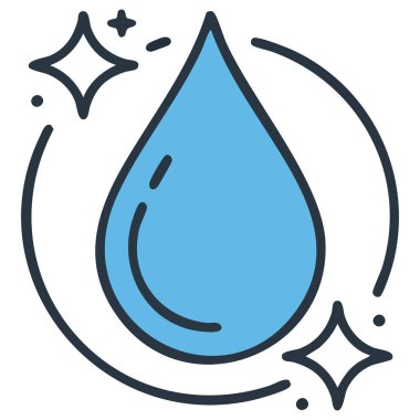 Ekoloji veya saflık konseptleri için beyaz bir arkaplan üzerinde izole edilmiş ana hatlar biçiminde su damlası simgesi