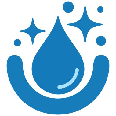 Temiz beyaz arkaplan vektörü illüstrasyonunda izole edilmiş tek bir su damlası simgesinin ana hatlarıyla doldurulmuş tasarımı