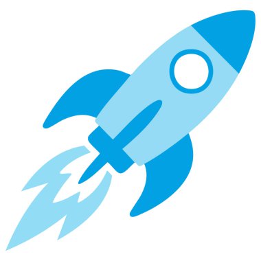 Web siteleri uygulamaları ve kullanıcı arayüzleri için uygun düz çizgi biçimli roket fırlatma simgesi beyaz arkaplan üzerindeki izole vektör ilülasyonu