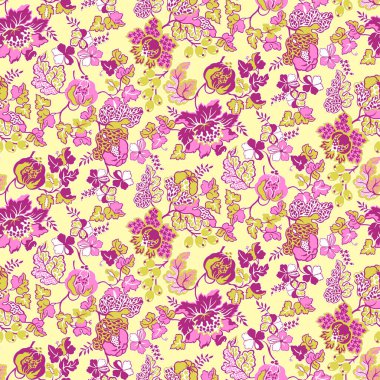 Çiçekler ile Seamless modeli. Çiçek süsleme