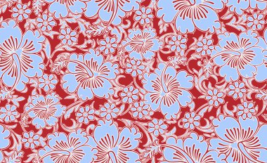 Sorunsuz çiçek desenli kırmızı renkte