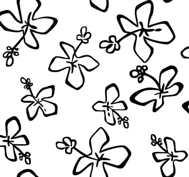 Çiçeklerle, karalama arkaplanıyla kusursuz çizilmiş vektör eli