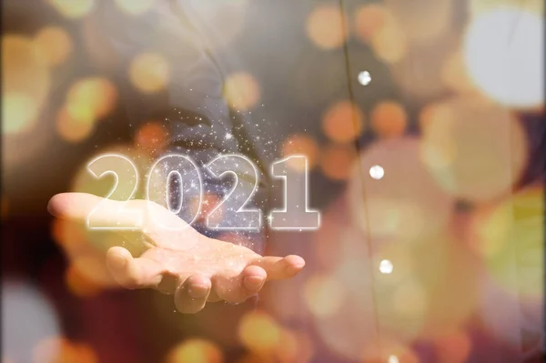 Menschliche Hand Und Anfang 2021 — Stockfoto