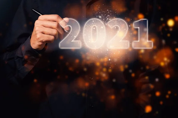 Lidská Ruka Počátek Roku 2021 — Stock fotografie