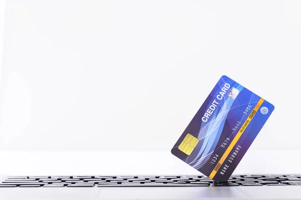 Πιστωτική Κάρτα Υπολογιστή Χρησιμοποιείται Online Αγορές — Φωτογραφία Αρχείου