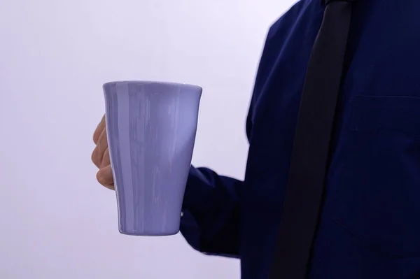 Homem Segurando Copo Café — Fotografia de Stock