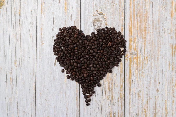 Grains Café Disposés Dans Une Forme Cœur Love Boire Café — Photo