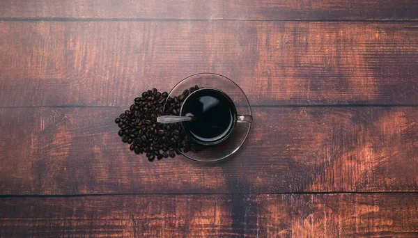 Kaffeetassen Und Kaffeebohnen Liefern Energie — Stockfoto