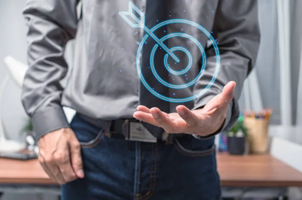 businessman showing symbol target of business